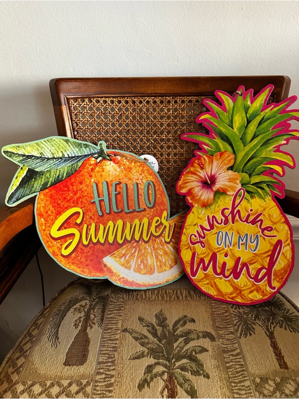 🍍 Tropical Fruit Summer Wall Decor Set of 2 NWT 🍊